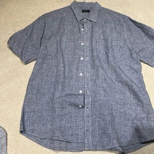 Mens Neiman Marcus short sleeve button down shirt- Linen size large